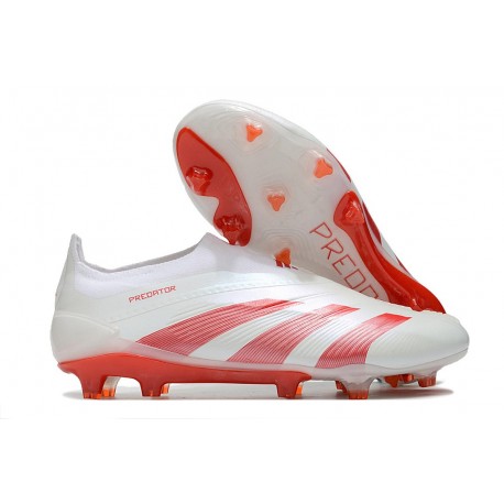 Adidas Predator Elite Laceless FG Fotbollsskor Vit Röd 