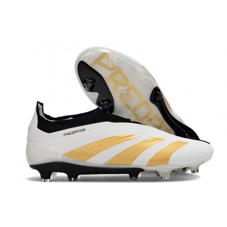 Adidas Predator Elite Laceless FG Fotbollsskor Vit Guld