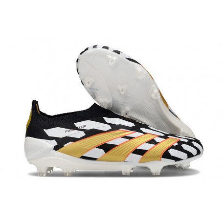 Adidas Predator Elite Laceless FG Fotbollsskor Svart Vit Guld