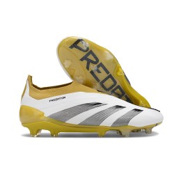 Adidas Predator Elite Laceless FG Fotbollsskor Vit Guld Svart