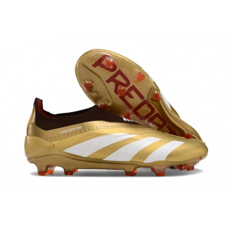 Adidas Predator Elite Laceless FG Fotbollsskor Guld Vit Röd