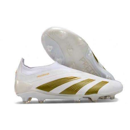 Adidas Predator Elite Laceless FG Fotbollsskor Vit Guld