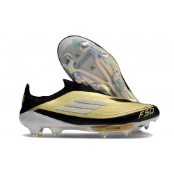 Fotbollsskor för Män adidas F50 + Snörlösa FG Guld Svart Vit