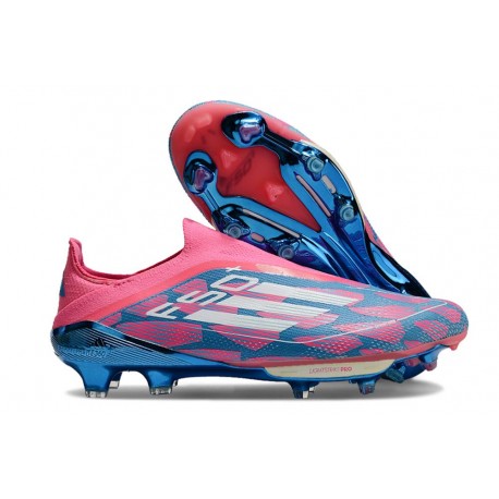 Fotbollsskor för Män adidas F50 + Snörlösa FG Blå Vit Rosa